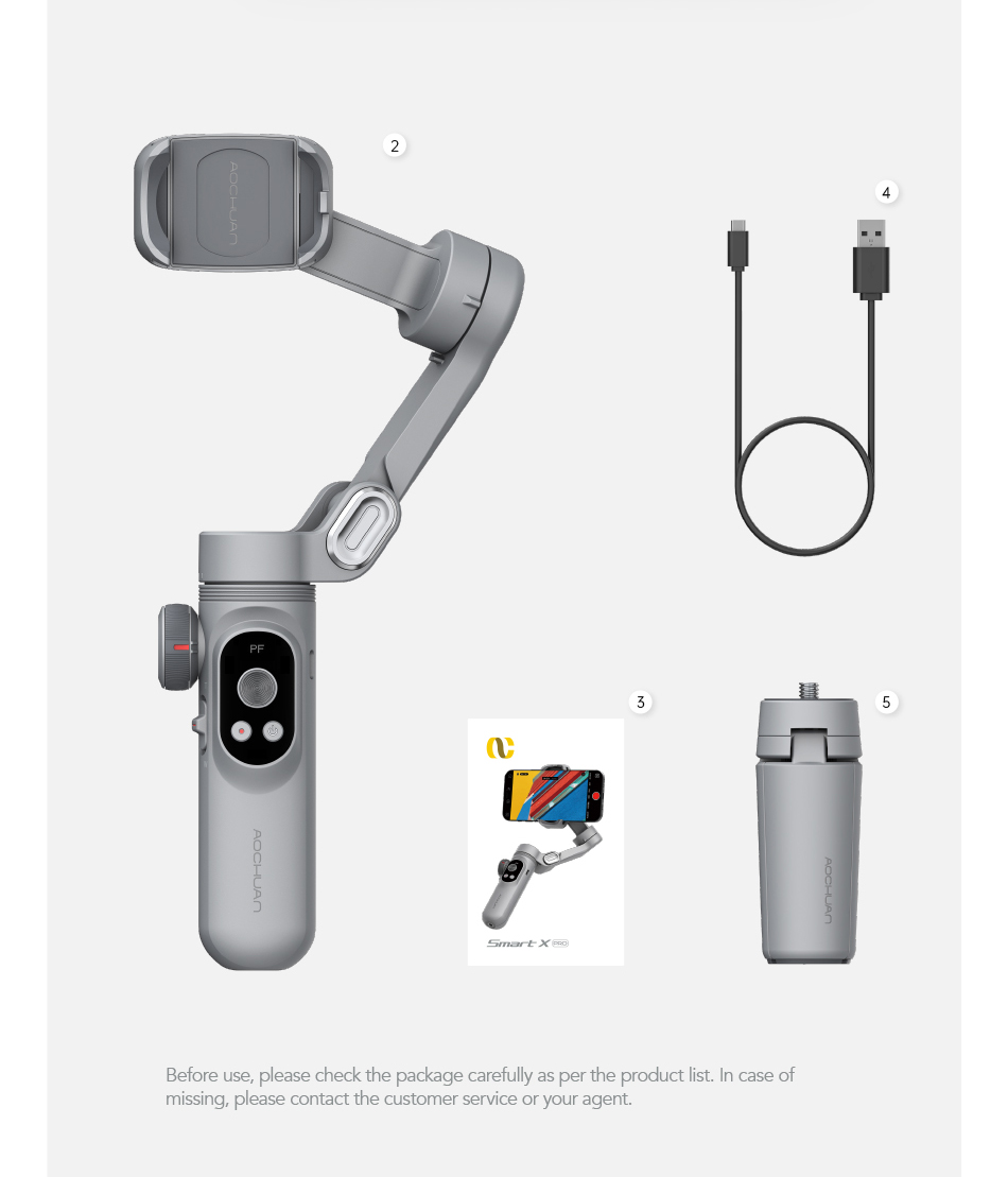 AOCHUAN Smart X Pro 3-Axis Foldable Handheld Gimbal Stabilizer with Fill Light Wireless Charging For Smart Phone Action Camera - Image 6