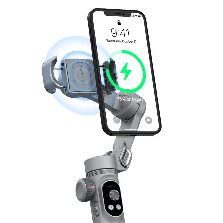 AOCHUAN Smart X Pro 3-Axis Foldable Handheld Gimbal Stabilizer with Fill Light Wireless Charging For Smart Phone Action Camera - Image 4