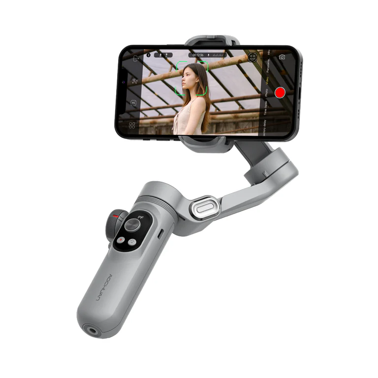 AOCHUAN Smart X Pro 3-Axis Foldable Handheld Gimbal Stabilizer with Fill Light Wireless Charging For Smart Phone Action Camera